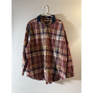 Victoria Jones Plaid Embroidered button down  2X